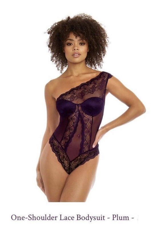 One Shoulder Body Suit Dark Purple XL